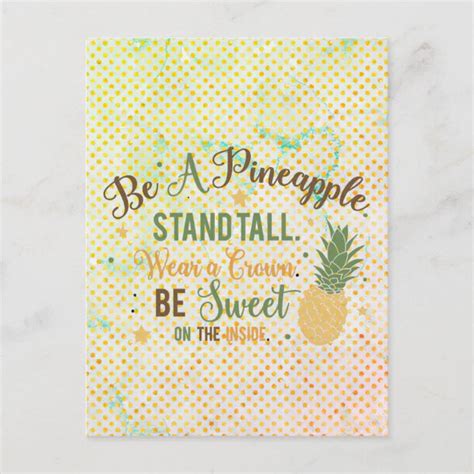 Be A Pineapple Inspirational Quote Postcard Zazzle