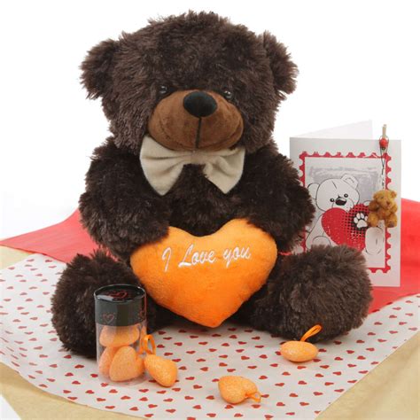 He Loves Me Bear Hug Care Package Featuring Brownie Cuddles Chocolate Brown 18in