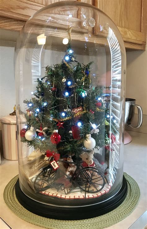 Mini Christmas Tree Under Glass Dome