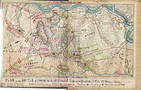 Historic 1863 Map Plan Of The Battle Of Chancellorsville Virginia