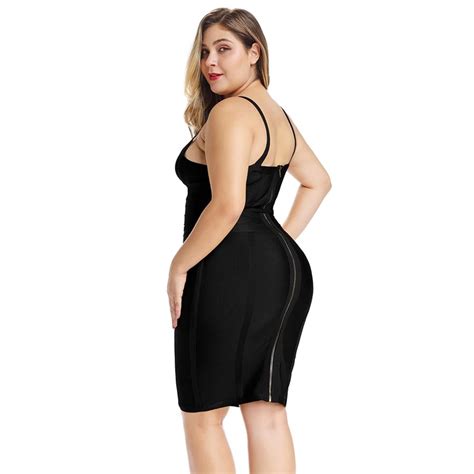 Plus Size Elegant Black Bandage Bodycon Dress In 2020 Bodycon Dress
