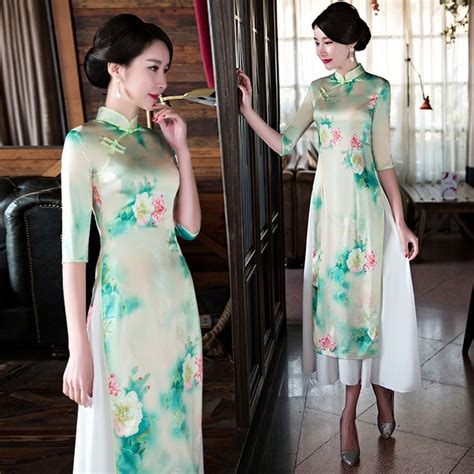 2017 New Traditional Vietnam Style Ao Dai Dress For Women In Asia