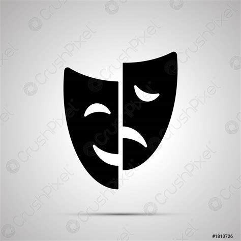 Happy And Sad Drama Mask Silhouette Simple Icon Stock Vector 1813726