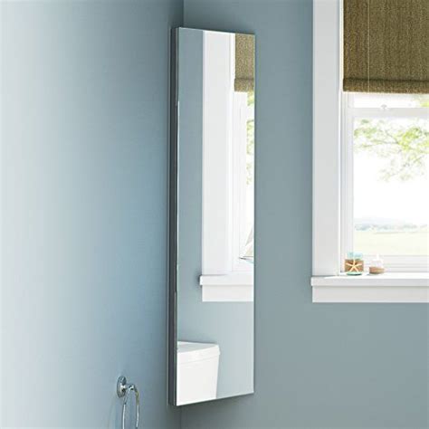 1200 X 300 Tall Stainless Steel Corner Bathroom Mirror Cabinet Modern