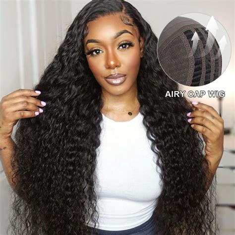 Breathable Airy Cap Glueless X Lace Wig Water Wave Pre Cut Hd Lace Pre Bleached Knots