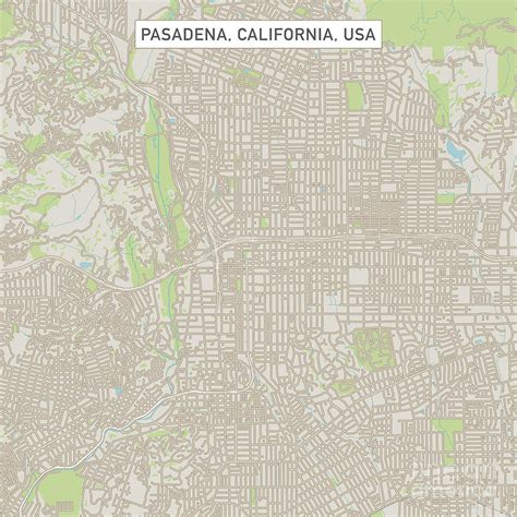 Pasadena California Us City Street Map Digital Art By Frank Ramspott