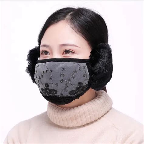 Women Ear Protect Warm Mouth Mask Winter Earmuffs Adults Windproof Mouth Muffle Anti Dust Masks