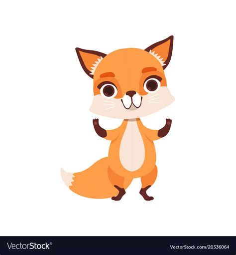 Cute Fox Character Standing Funny Forest Animal Vector Image