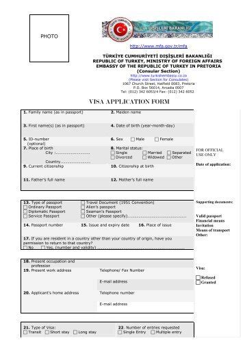 Turkey Visa Application Form Magazines