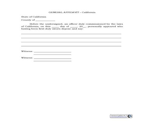 General Affidavit Form California Free 2023