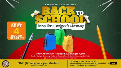 Back To School Drive Thru Backpack Giveaway Ebenezer Ame Church