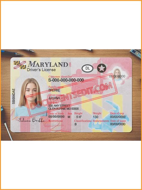 Maryland Driver License Psd Documents Edit