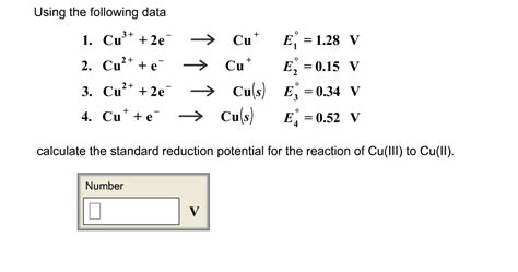 Identifying trends in oxidizing and reducing agent strength. Solved: Using The Following Data Calculate The Standard Re ...