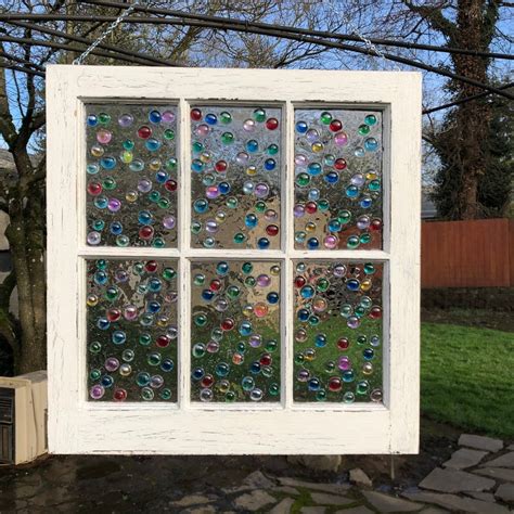 Marbled Window Faux Stained Glass Window Painted White Etsy Window