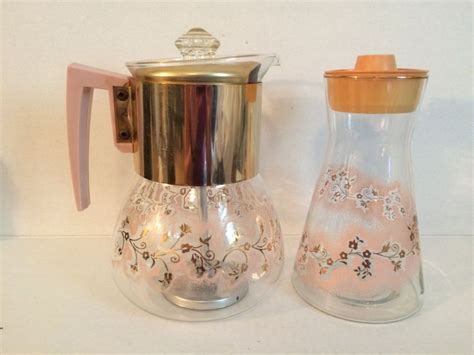 Vintage Percolator And Juice Carafe Perc King By Handcraft Pink