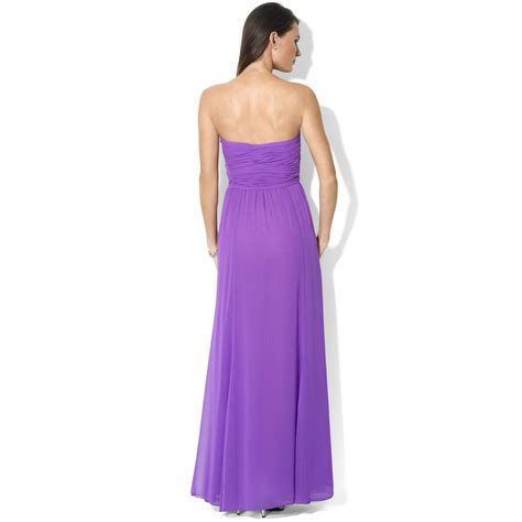 Lyst Ralph Lauren Strapless Evening Gown In Purple