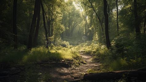 A Pathway Through The Trees Leading To The Woods To The Woods Stock