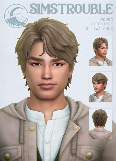 Pedro By Simstrouble Patreon In 2023 Sims 4 Hair Male Sims Hair Sims