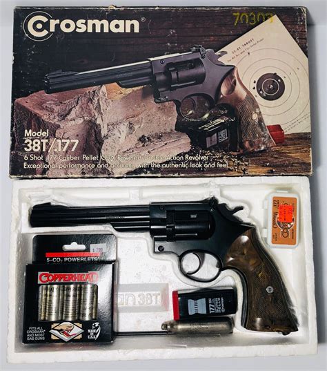 Vintage Crosman Air Gun 38t177 Pellet Co2 Gun Colman Box Pellets