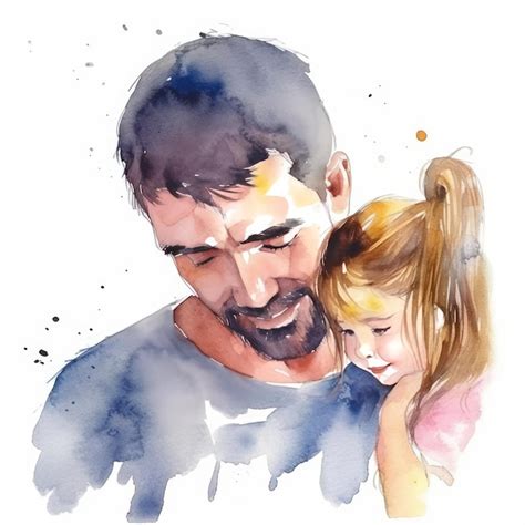 Premium Photo Father And Daughter Happy Fathers Day Watercolor