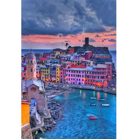 Title Pastel Sunset Location Vernazza Italy As Dusk Settles On The