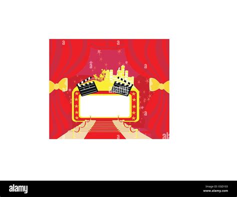 Red Carpet Hollywood Premier Abstract Card Movie Clapper Hi Res Stock