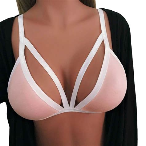 Sexy Women Fitness Strappy Bra Plunging V Neck Solid Color Trained Bra Bandage Bralette Lingerie