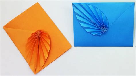 Easy Origami Envelope With Color Paper Diy Paper Envelope With Leaf