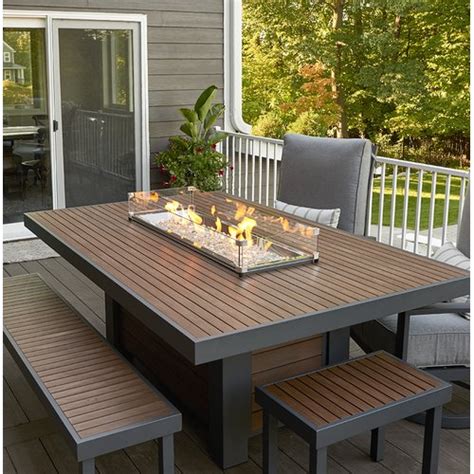 Outdoor Bar Height Dining Table With Fire Pit 7 Piece Fire Pit Patio