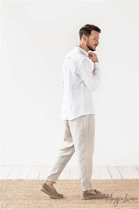 Mens Linen Shirt In 2021 Linen Shirt Men White Linen Shirt Men