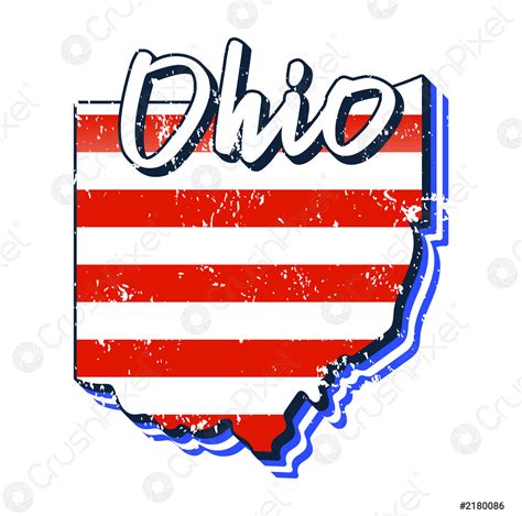 American Flag In Ohio State Map Vector Grunge Style With Stock Vector