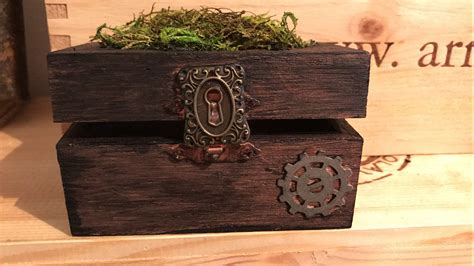 Jewelry Box Steampunk Brown Wood Box Decorative Boxes Wood Boxes