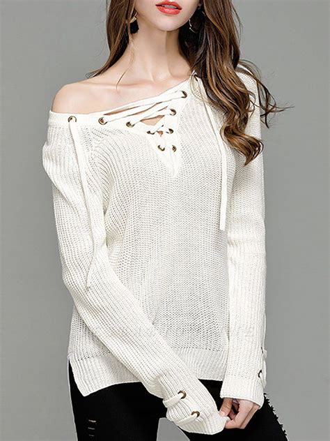 Sheath Long Sleeve Solid Lace Up Casual Sweater Sweaters For Women Roll Neck Jumper Dress