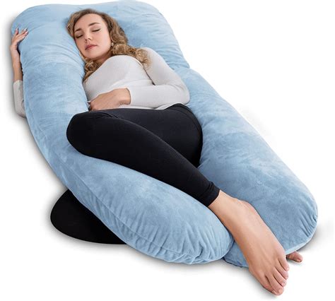 Angqi U Shaped Pregnancy Pillow Full Body Maternity Pillow For Side Sleeping With Baby Blue