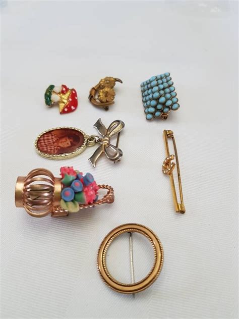 Set Of Vintage C Clasp Brooch Pins Photo Brooch Horseshoe Etsy