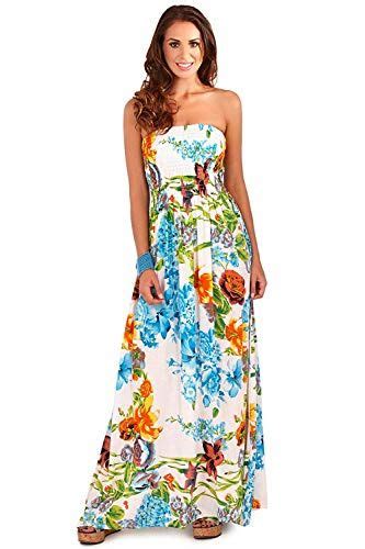 Pistachio Womens Maxi Dress Blue Tropical D650 Large Floral Print Dress Long Womens