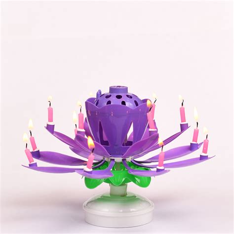 Float candles, flowers, or a com. Purple Flower Musical Birthday Candles Lotus Flower ...