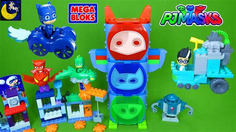 Lots Of Pj Masks Mega Bloks Toys Hq Set Cat Boy Gekko Cars Toy Unboxing