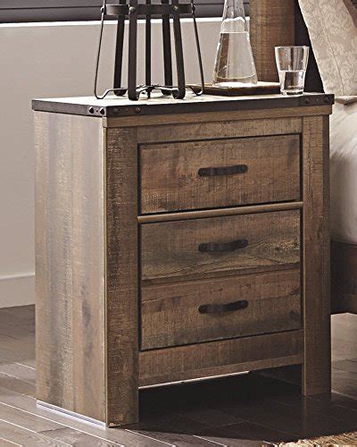 Signature Design By Ashley Trinell Rustic 2 Drawer Nightstand With Usb
