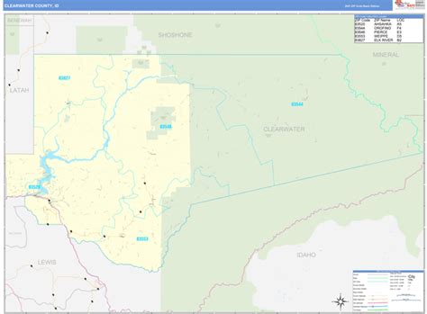 Clearwater County Id 5 Digit Zip Code Maps Basic