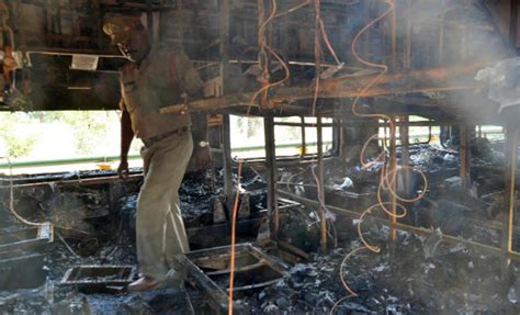 In Pictures Bangalore Nanded Express Train Catches Fire