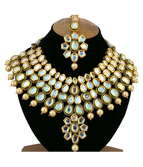 Finekraft Meena Kundan Gold Plated Bridal Wedding Designer Necklace Jewelry Set Buy Finekraft