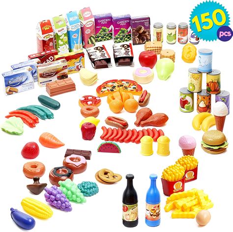 The Twiddlers 150pcs Plastic Toy Food Kitchen Play Fake Food