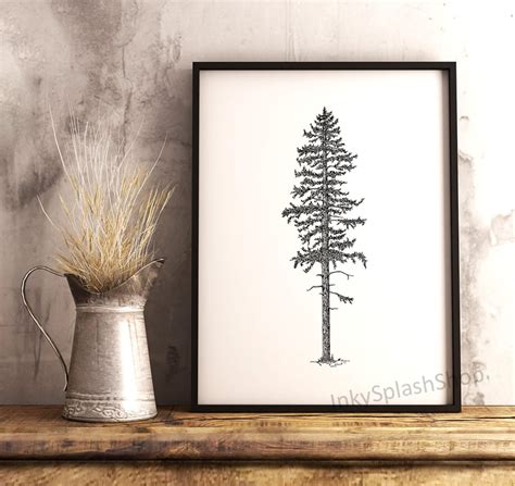 Pine Tree Printable Art Minimalist Forest Print Nordic Home Etsy