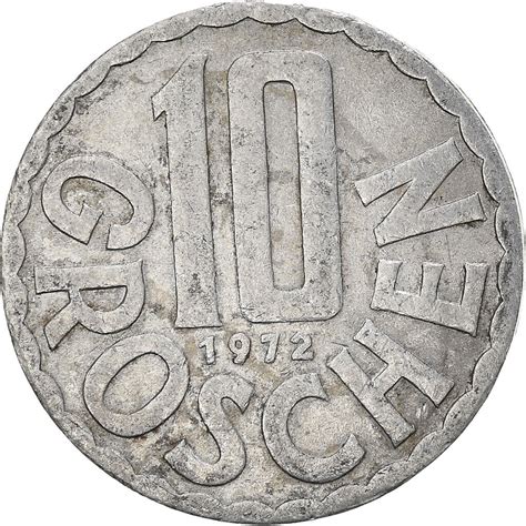 958379 Coin Austria 10 Groschen 1972 Vienna Vf Aluminum Km