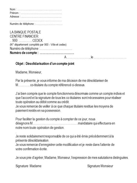 Courrier D Solidarisation Compte Joint Moseia