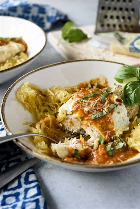 Baked Chicken Parmesan With Spaghetti Squash The Crumby Kitchen