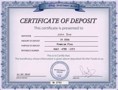 Sample Certificate Of Deposit