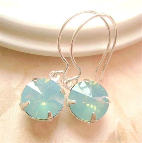 Items Similar To Pacific Opal Silver Earrings Swaroski Stone