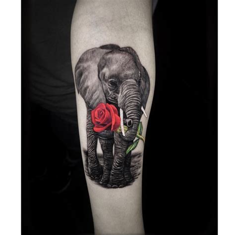 Oiliphant And Rose Elephant Tattoo Design Body Art Tattoos Cute